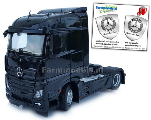 Mercedes-Benz Actros Streamspace 4x2 Black met Free Gift Mercedes (Silver Shield) Decals 1:32 MM1907-02  