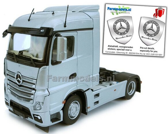 Mercedes-Benz Actros Streamspace 4x2 Silver met Free Gift Mercedes (Silver Shield) Decals 1:32 MM1907-03 