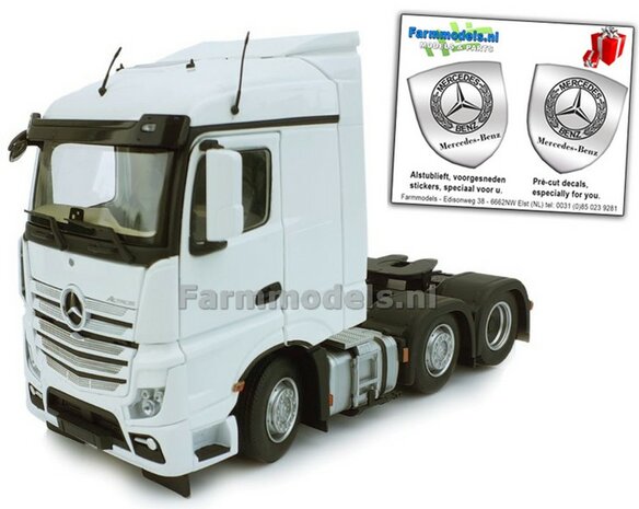 Mercedes-Benz Actros Streamspace 6x2 White met Free Gift Mercedes (Silver Shield) Decals 1:32 MM1908-01 