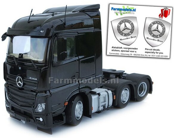 Mercedes-Benz Actros Streamspace 6x2 Black met Free Gift Mercedes (Silver Shield) Decals 1:32 MM1908-02  