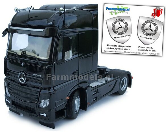 Mercedes-Benz Actros Bigspace 4x2 Black met Free Gift Mercedes (Silver Shield) Decals 1:32 MM1909-02 