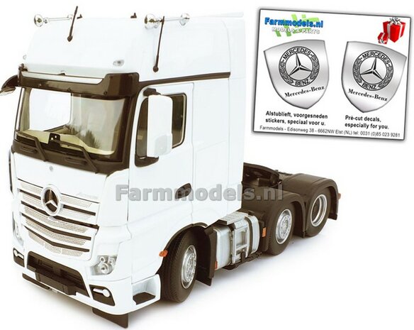 Mercedes-Benz Actros Gigaspace 6x2 White met Free Gift Mercedes (Silver Shield) Decals 1:32 MM1912-01 