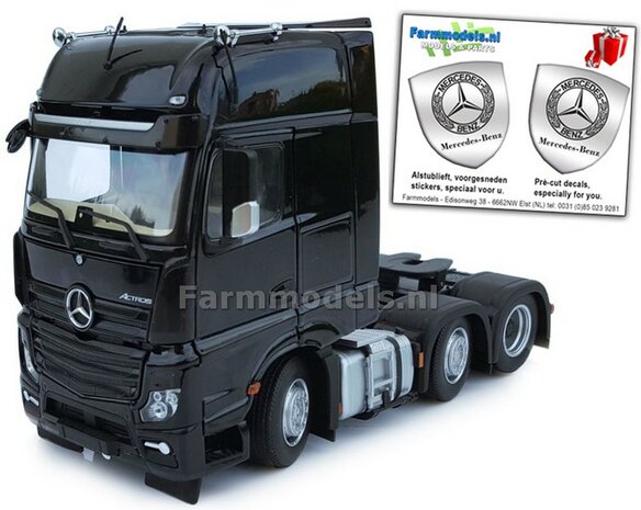 Mercedes-Benz Actros Gigaspace 6x2 Black met Free Gift Mercedes (Silver Shield) Decals 1:32 MM1912-02