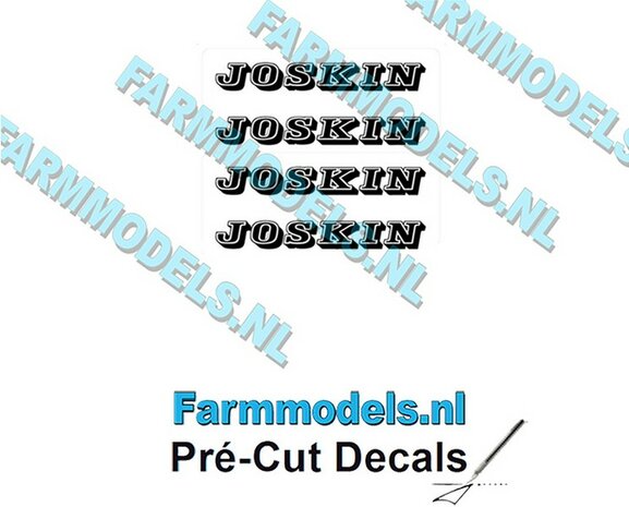 JOSKIN Logo ZWART oud dicht 4x stickers 2.2 mm hoog Pr&eacute;-Cut Decals 1:32 Farmmodels.nl