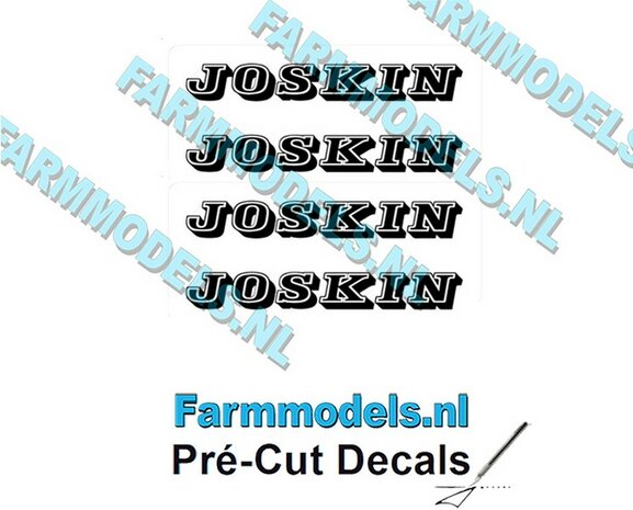JOSKIN Logo ZWART oud dicht 4x stickers 4 mm hoog Pr&eacute;-Cut Decals 1:32 Farmmodels.nl