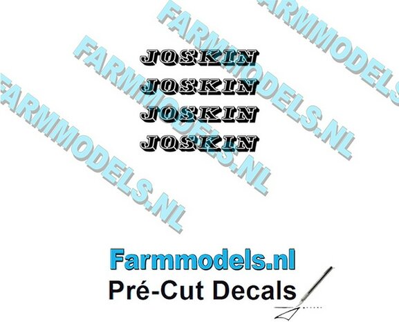 JOSKIN OUDE LOGO ZWART 4x stickers 1.8 mm hoog Pr&eacute;-Cut Decals 1:32 Farmmodels.nl
