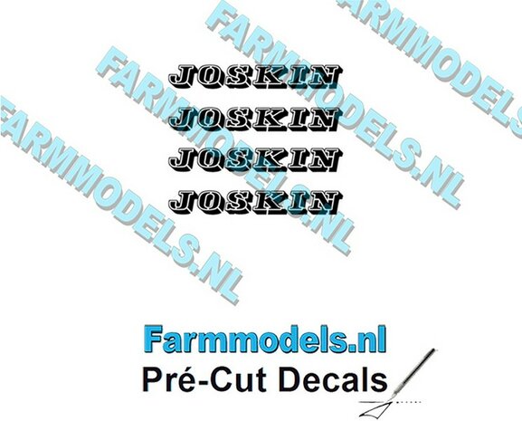 JOSKIN OUDE LOGO ZWART 4x stickers 2.2 mm hoog Pr&eacute;-Cut Decals 1:32 Farmmodels.nl