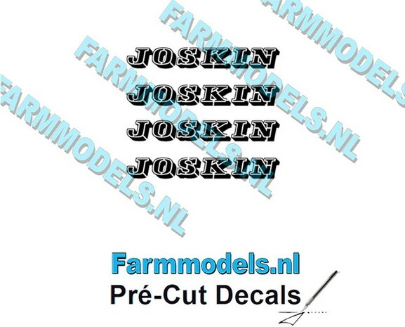 JOSKIN OUDE LOGO ZWART 4x stickers 2.6 mm hoog Pr&eacute;-Cut Decals 1:32 Farmmodels.nl