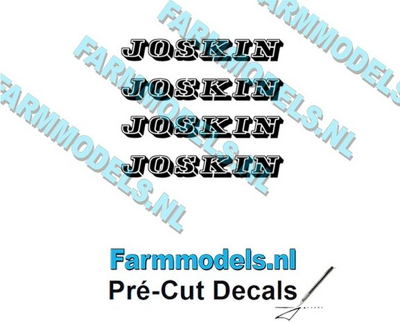 JOSKIN OUDE LOGO ZWART 4x stickers 4 mm hoog Pr&eacute;-Cut Decals 1:32 Farmmodels.nl