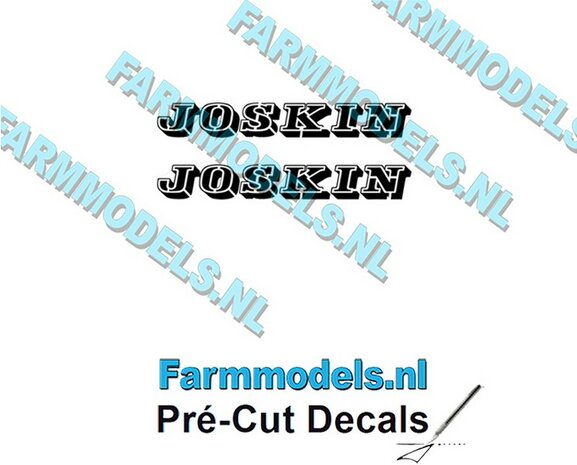 JOSKIN OUDE LOGO ZWART 2x stickers 5 mm hoog Pr&eacute;-Cut Decals 1:32 Farmmodels.nl