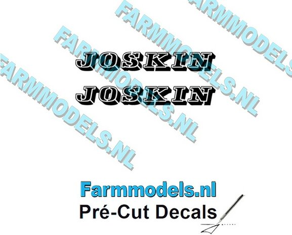 JOSKIN OUDE LOGO ZWART 2x stickers 6 mm hoog Pr&eacute;-Cut Decals 1:32 Farmmodels.nl