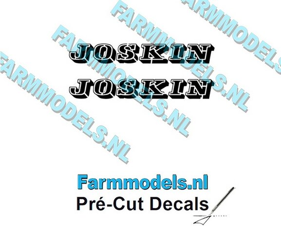 JOSKIN OUDE LOGO ZWART 2x stickers 8 mm hoog Pr&eacute;-Cut Decals 1:32 Farmmodels.nl