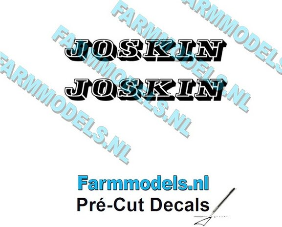 JOSKIN OUDE LOGO ZWART 2x stickers 10 mm hoog Pr&eacute;-Cut Decals 1:32 Farmmodels.nl