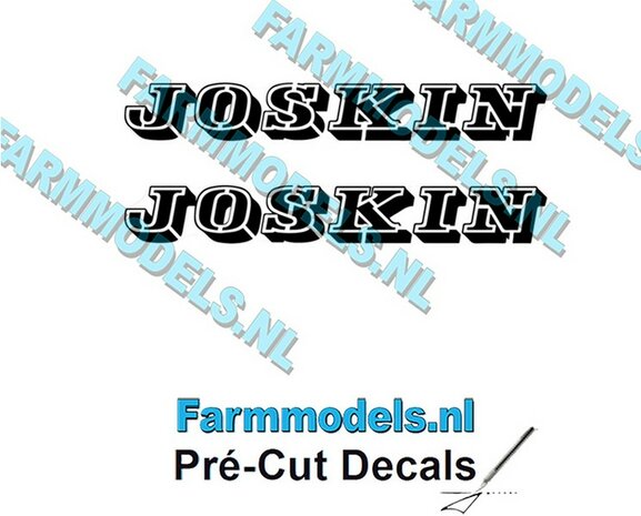 JOSKIN OUDE LOGO ZWART 2x stickers 12 mm hoog Pr&eacute;-Cut Decals 1:32 Farmmodels.nl