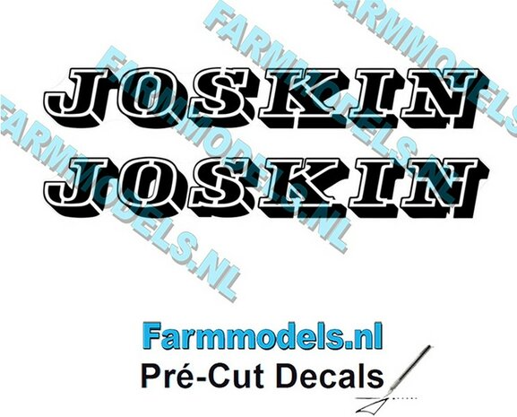 JOSKIN OUDE LOGO ZWART 2x stickers 18 mm hoog Pr&eacute;-Cut Decals 1:32 Farmmodels.nl