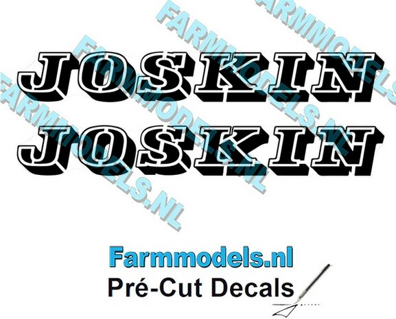 JOSKIN OUDE LOGO ZWART 2x stickers 21 mm hoog Pr&eacute;-Cut Decals 1:32 Farmmodels.nl