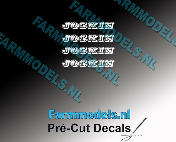 JOSKIN OUDE LOGO WIT 4x stickers 1.8 mm hoog Pr&eacute;-Cut Decals 1:32 Farmmodels.nl