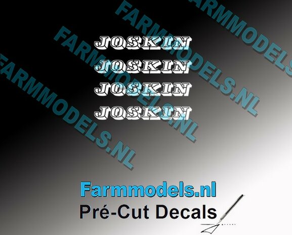 JOSKIN OUDE LOGO WIT 4x stickers 2.2 mm hoog Pr&eacute;-Cut Decals 1:32 Farmmodels.nl