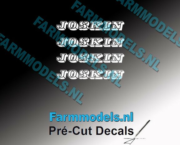 JOSKIN OUDE LOGO WIT 4x stickers 2.6 mm hoog Pr&eacute;-Cut Decals 1:32 Farmmodels.nl