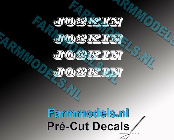 JOSKIN OUDE LOGO WIT 4x stickers 4 mm hoog Pr&eacute;-Cut Decals 1:32 Farmmodels.nl