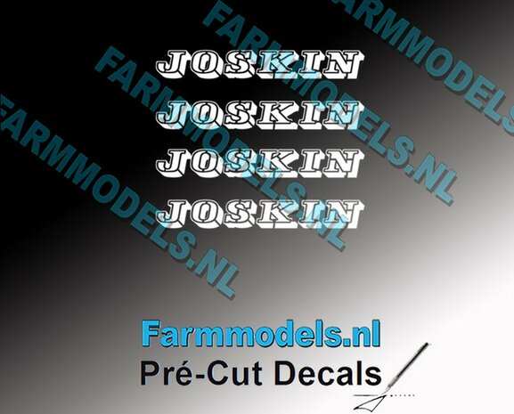 JOSKIN OUDE LOGO WIT 4x stickers 4 mm hoog Pr&eacute;-Cut Decals 1:32 Farmmodels.nl
