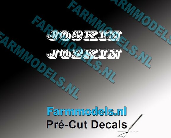 JOSKIN OUDE LOGO WIT 2x stickers 5 mm hoog Pr&eacute;-Cut Decals 1:32 Farmmodels.nl