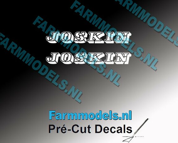 JOSKIN OUDE LOGO WIT 2x stickers 6 mm hoog Pr&eacute;-Cut Decals 1:32 Farmmodels.nl
