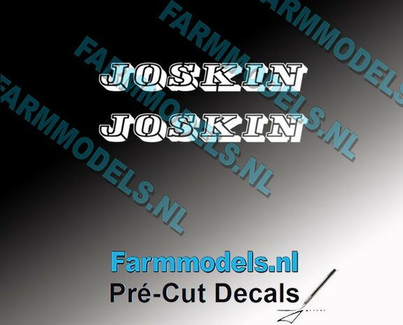 JOSKIN OUDE LOGO WIT 2x stickers 8 mm hoog Pr&eacute;-Cut Decals 1:32 Farmmodels.nl
