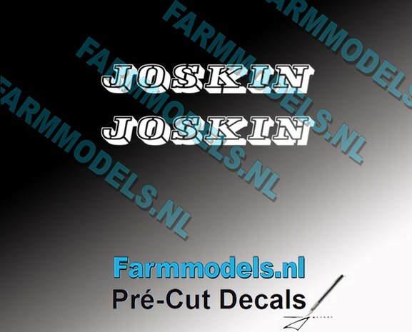 JOSKIN OUDE LOGO WIT 2x stickers 8 mm hoog Pr&eacute;-Cut Decals 1:32 Farmmodels.nl