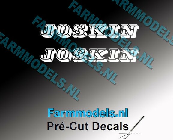 JOSKIN OUDE LOGO WIT 2x stickers 10 mm hoog Pr&eacute;-Cut Decals 1:32 Farmmodels.nl