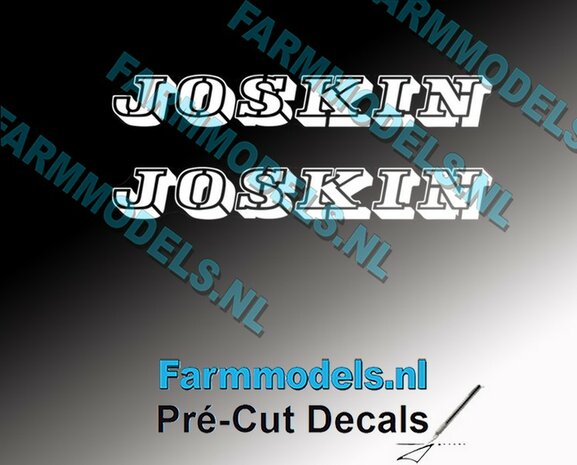 JOSKIN OUDE LOGO WIT 2x stickers 12 mm hoog Pr&eacute;-Cut Decals 1:32 Farmmodels.nl