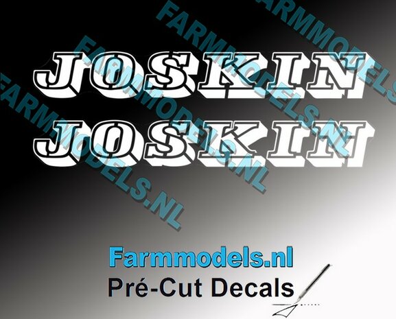 JOSKIN OUDE LOGO WIT 2x stickers 18 mm hoog Pr&eacute;-Cut Decals 1:32 Farmmodels.nl