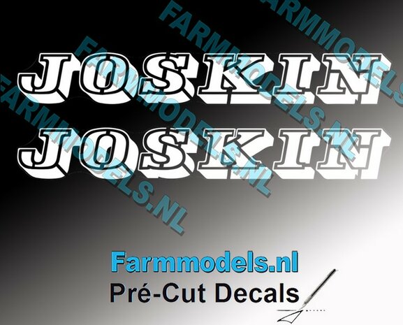 JOSKIN OUDE LOGO WIT 2x stickers 21 mm hoog Pr&eacute;-Cut Decals 1:32 Farmmodels.nl