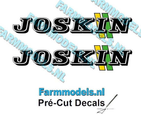 JOSKIN LOGO met GROEN/ GELE STREPEN 2x stickers 18 mm hoog Pr&eacute;-Cut Decals 1:32 Farmmodels.nl  