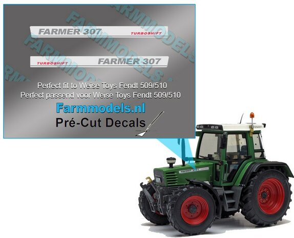 FARMER 307 TURBOMATIK type stickers Pr&eacute;-Cut Decals 1:32 Farmmodels.nl 