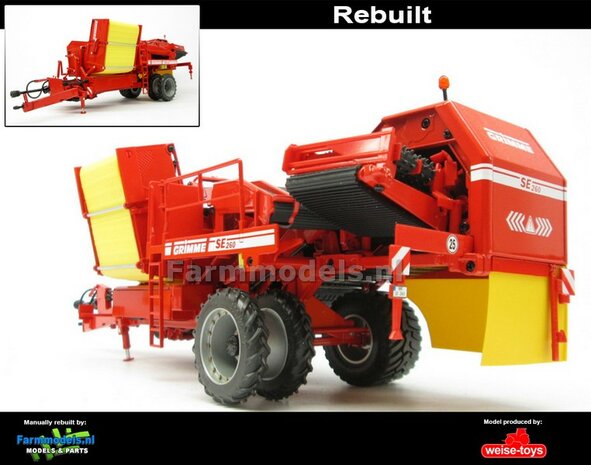 Voorbeeld foto&#039;s Rebuilt Grimme SE260 bunker verstek rooier op Dubbellucht Cultuurwielen set + brede Vredestein band 1:32 Wiking WK77816  