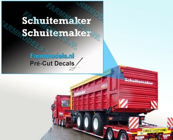 Schuitemaker WIT op transparante folie 5 mm hoog Pr&eacute;-Cut Decals 1:32 Farmmodels.nl 