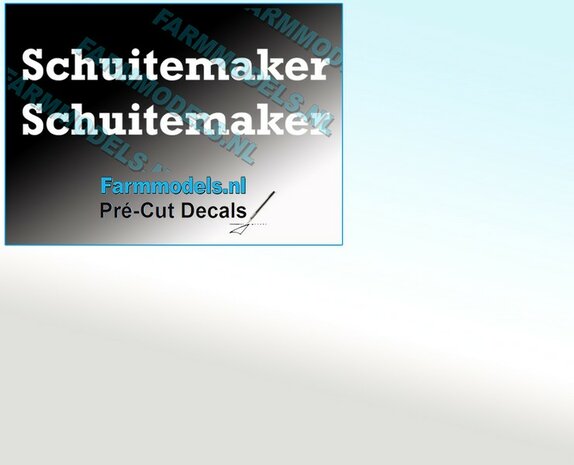 Schuitemaker WIT op transparante folie 10.2 mm hoog Pr&eacute;-Cut Decals 1:32 Farmmodels.nl 