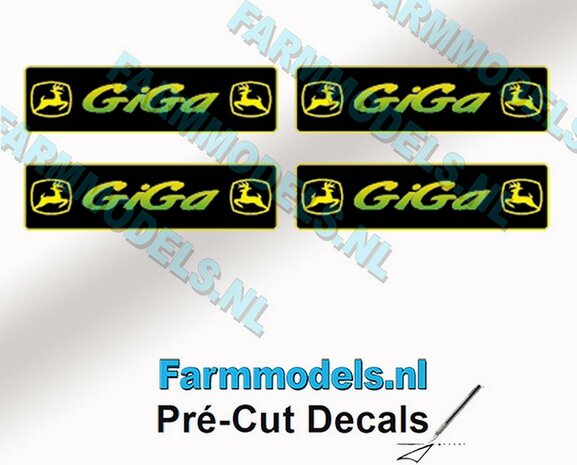 GiGa COMBI stickerset 4x GEEL/ GROEN/ ZWART op folie Pr&eacute;-Cut Decals 1:32 Farmmodels.nl