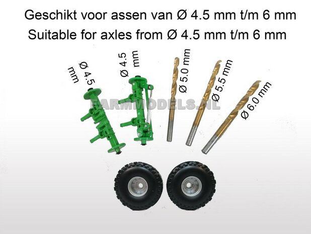 Michelin XS banden + velgen + afdekkappen, &Oslash; 43 mm, gespoten in Beco creme wit 1:32  LAST ONES