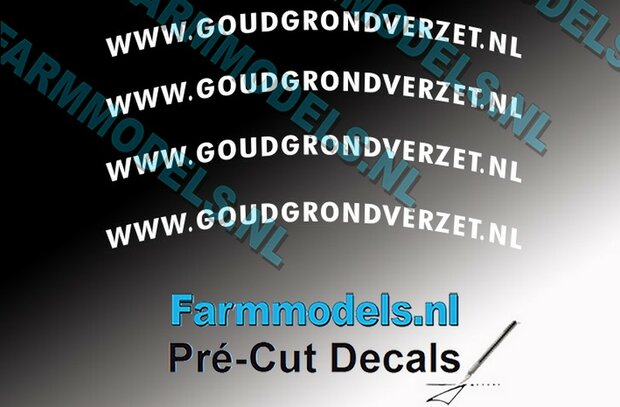 WWW.GOUDGRONDVERZET.NL 2.7mm hoog 4x WIT op transparante folie Pr&eacute;-Cut Decals 1:32 Farmmodels.nl
