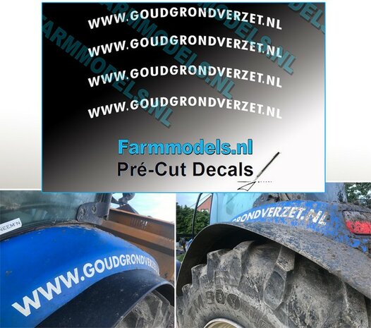 WWW.GOUDGRONDVERZET.NL 2.7mm hoog 4x WIT op transparante folie Pr&eacute;-Cut Decals 1:32 Farmmodels.nl