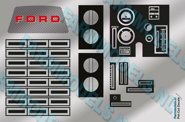 DASHBORD FORD 9000 SCHAAL 1:16!!! stickerset Pr&eacute;-Cut Decals 1:32 Farmmodels.nl 