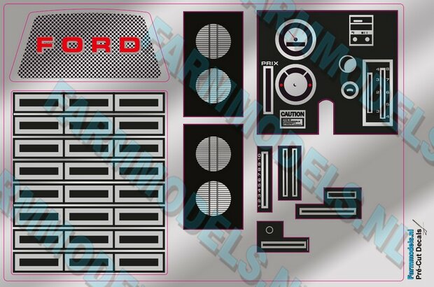 DASHBORD FORD 9000 SCHAAL 1:16!!! stickerset Pr&eacute;-Cut Decals 1:32 Farmmodels.nl 