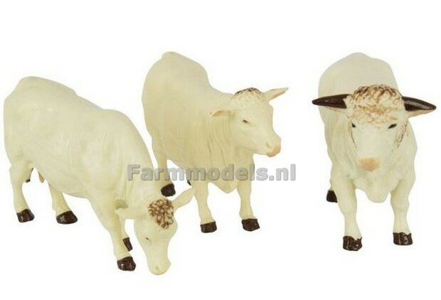 2x Charolais Koeien + 1x Stier 1:32 Britains BR43240