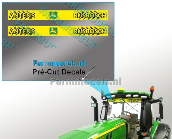 2x ANTENS RIJBOSCH Voorruitsticker Pr&eacute;-Cut Decals 1:32 Farmmodels.nl 