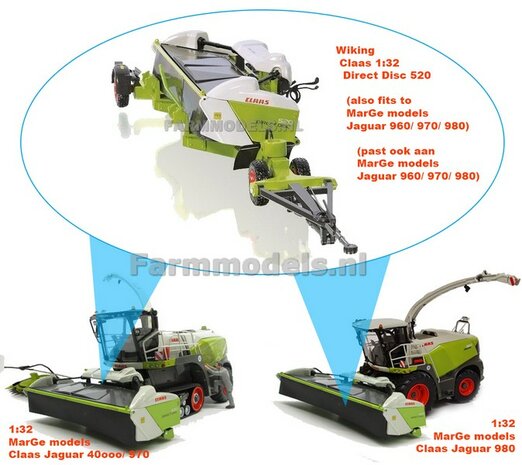 Claas Direct Disc 520 met aanhanger 1:32 Wiking WK77825