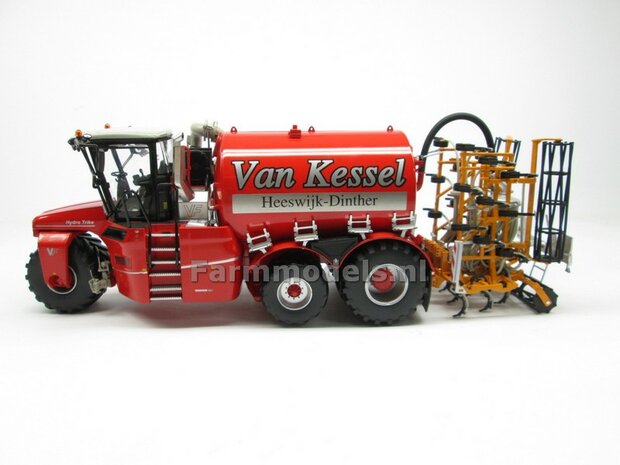 COMBISET: ND-VERVAET Hydro Trike XL, RED TANK + ZILVER VELGEN + VAN KESSEL LOGO + VMR VEENHUIS Bemester met verkruimelrollen 1:32  MM1819-VANKESSEL-5-COMBI