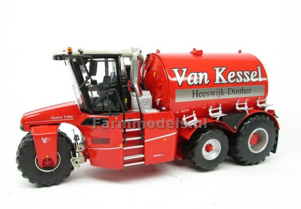 COMBISET: ND-VERVAET Hydro Trike XL, RED TANK + ZILVER VELGEN + VAN KESSEL LOGO + VMR VEENHUIS Bemester met verkruimelrollen 1:32  MM1819-VANKESSEL-5-COMBI