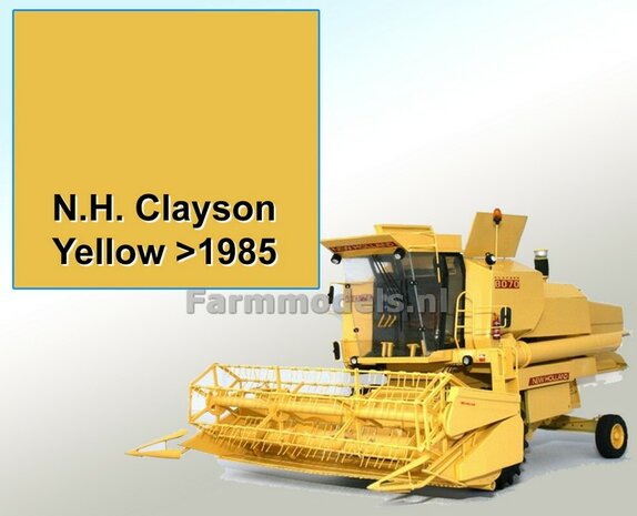 New Holland CLAYSON GEEL NA 1985 Farmmodels series Spuitbus / Spraypaint - Farmmodels series = Industrie lak, 400ml. ook voor schaal 1:1 zeer geschikt!! 